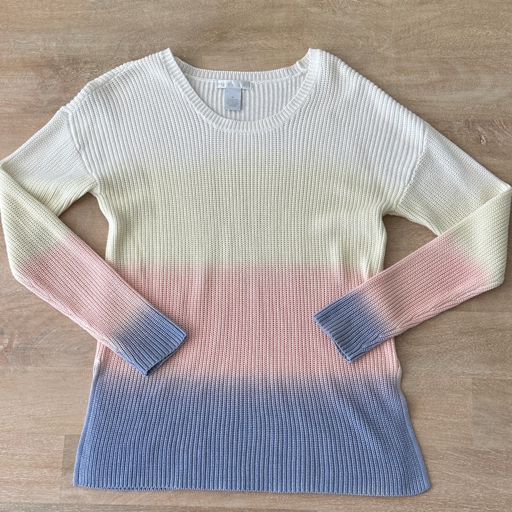 Design History Cream Pink Blue Dip-Dye Crewneck Sweater